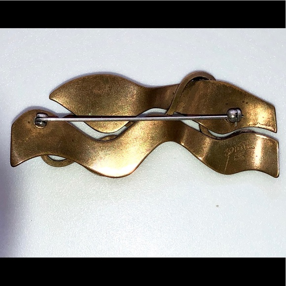 VINTAGE One of A Kind Handmade Handcrafted Brass Brooch Pin Artwear - Picture 4 of 6